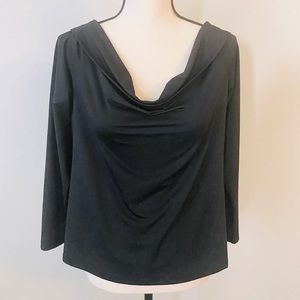 H&M Black Drape Quarter Sleeve Blouse Large